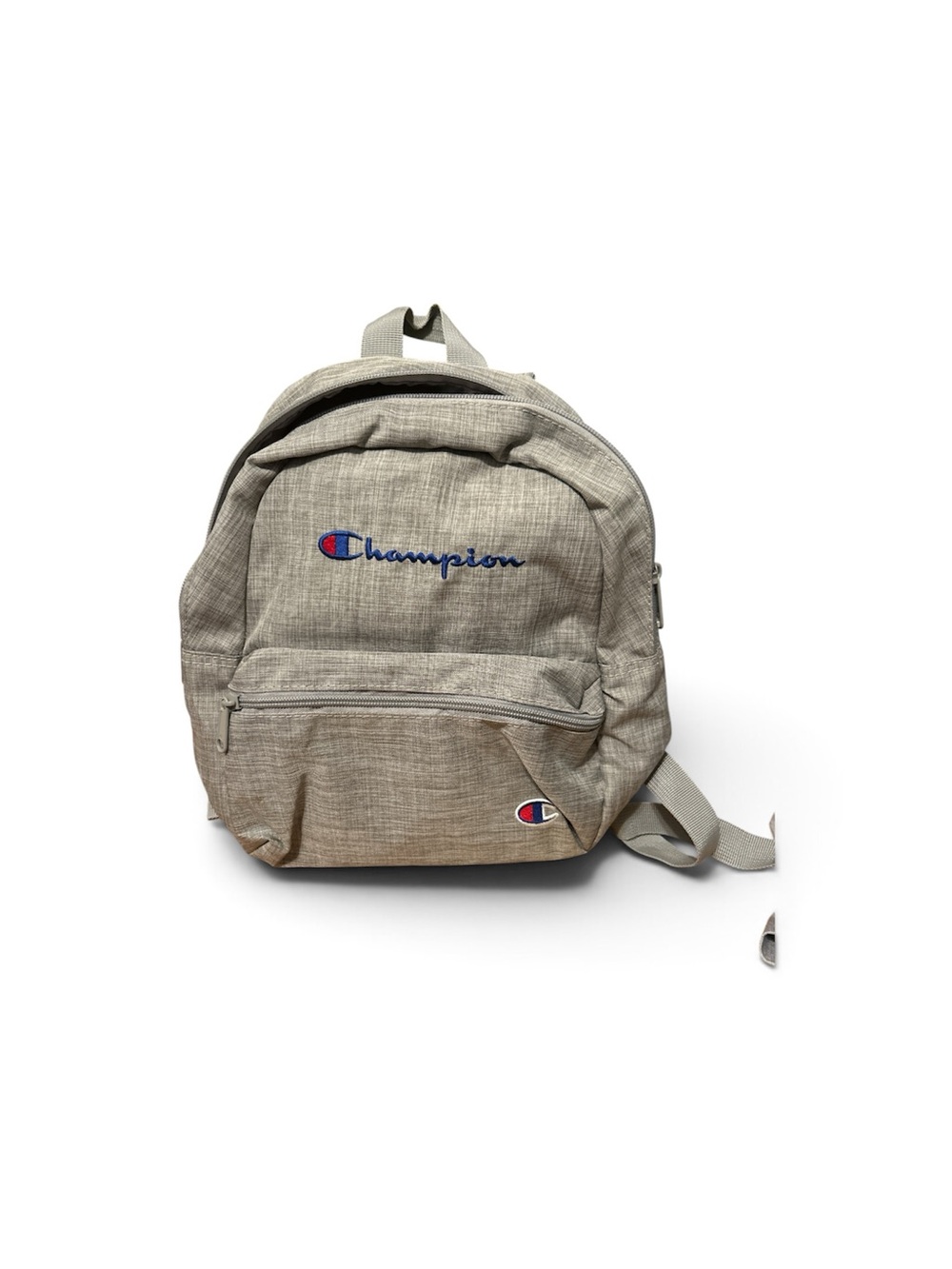 Mini Champion Light Gray Backpack with Navy & Red Logo